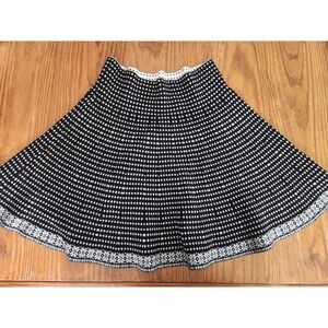 Sophie Max Fair Isle Knit Flare Mini Skirt Black White Pull On Size M/L Academia